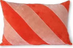 Striped Velvet Koraal Sierkussen